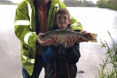 Junior angler Lee with a fine soulseat rainbow
